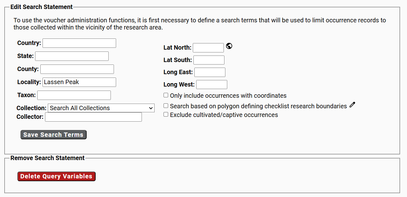 Checklist Search Statement