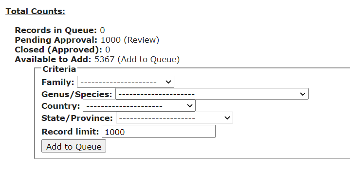 Add Specimens to Crowdsourcing Queue