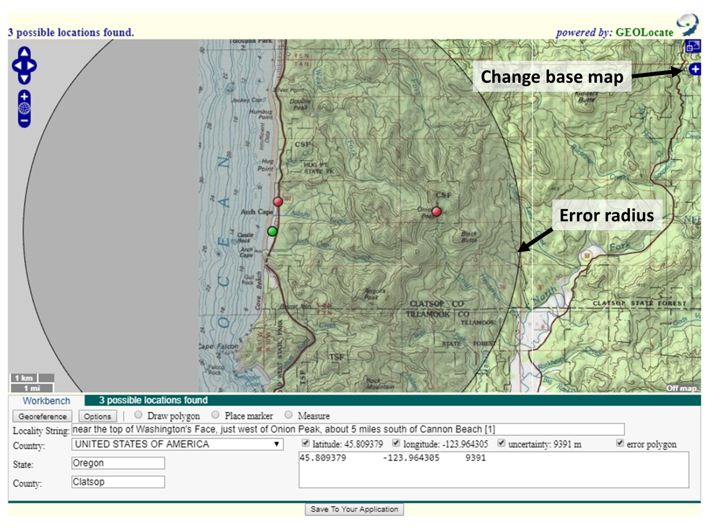 GEOLocate Options